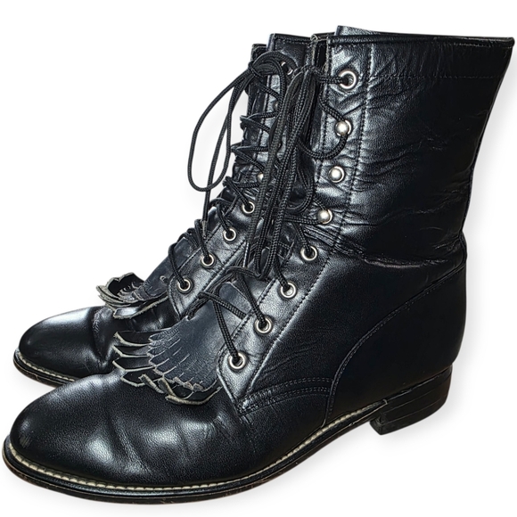 Vintage Justin Diamond J Women’s Lace-Up Boots – Size 8D (Wide) – Made in Mexico - Picture 3 of 13